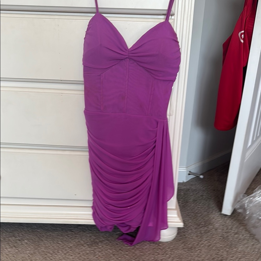 Chic Asymmetrical Purple Dress